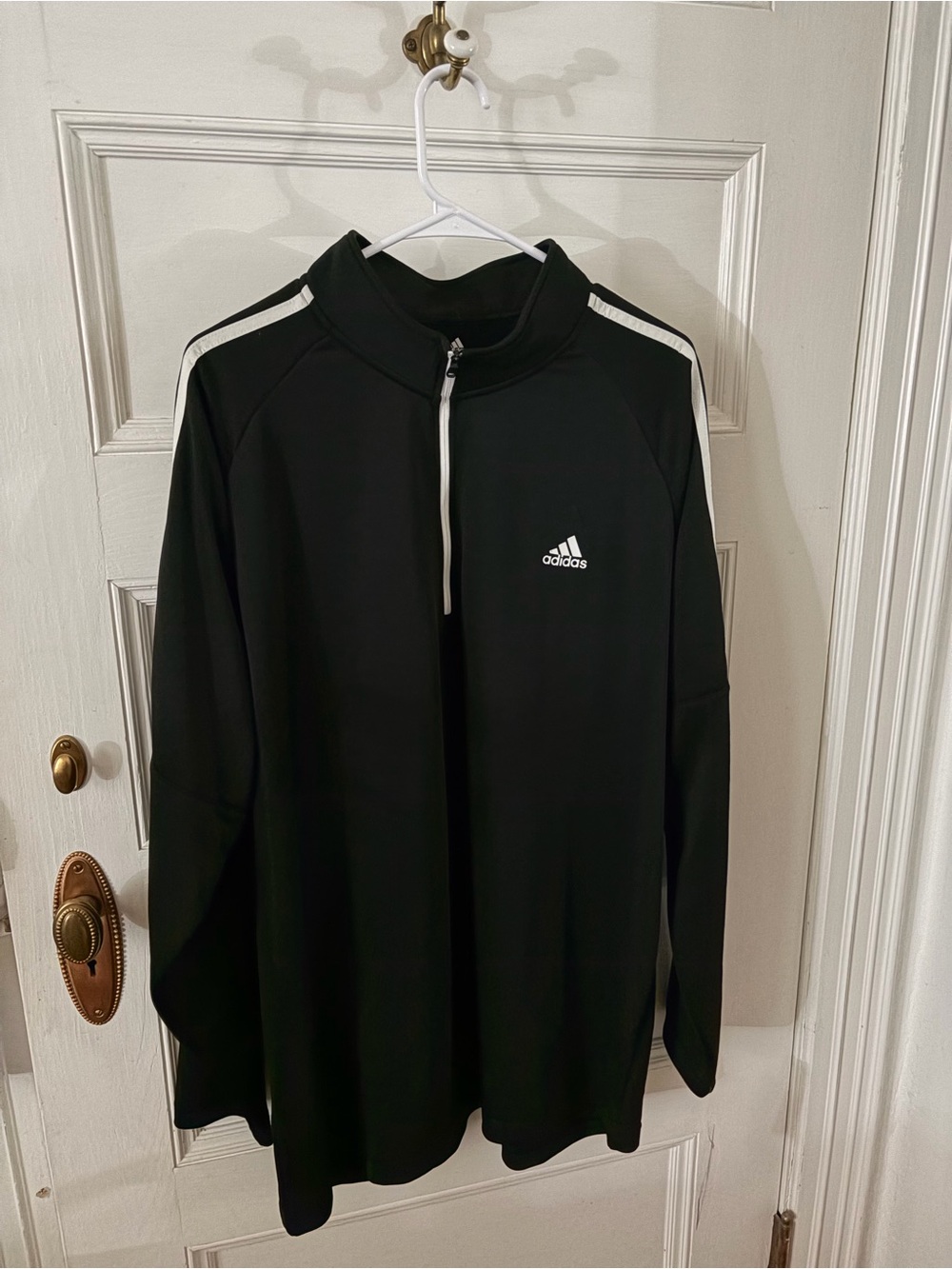 adidas Men’s Black Zip-Up Training Top with White Stripe